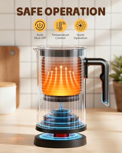 Andizun Milk Frother Electric, 4-in-1 Automatic Milk Steamer and Frother, Hot Chocolate Velvetiser, Milk Warmer and Frother with Large Capacity, Quiet One-Button Control, Easy Clean Non-Stick Jug - Image 6