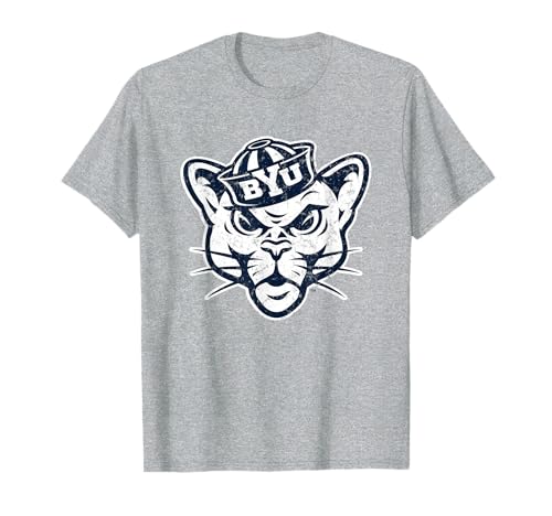 BYU Cougars Vintage Mascot Officially Licensed Heather Gray T-Shirt
