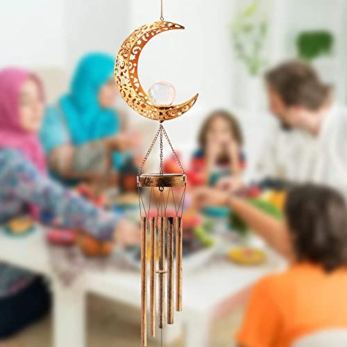 Acelist Moon Solar Wind Chimes For Outside, Ramadan Decorations Mobile Led Solar Powered Outdoor Hanging Light Up Patio, Porch, Deck, Garden Decor Mother's Day, Valentine's Day, Thanksgiving Gift #TOP4