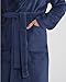 Twinzen Damen & Herren Kuschelfleece Morgenmantel mit Kapuze M - Dunkelblau - Weich, Warm & Bequem - Öko-Tex Standard 100 zertifiziert