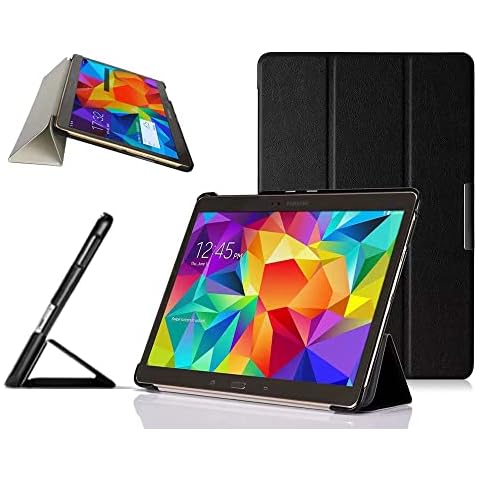 LANHAILANX Case for Samsung Galaxy Tab S 10.5-inch 2014 SM- T800 Slim Tri-Fold Stand Smart Tablet Cover SM-T800 SM-T805 SM-T807 PU Leather Cover for Galaxy SM-T801 with Auto Sleep/Wake (Black) Cover