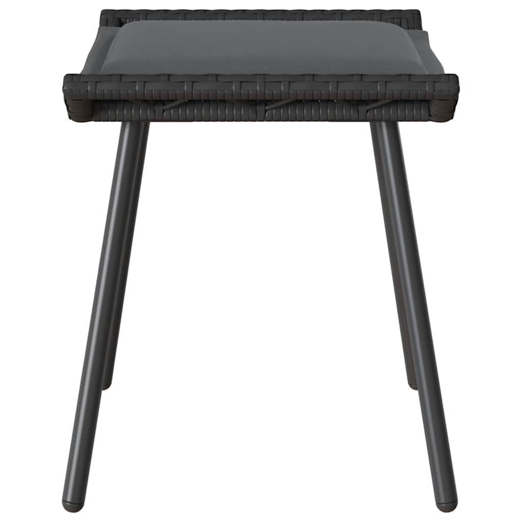 vidaXL Sillas de jardín 2 pcs Negras de polirratán, Resistentes a UV, con Asientos cómodos y texturizados. Diseño Moderno para taburetes Simples de Metal, Ideales para tu terraza.
