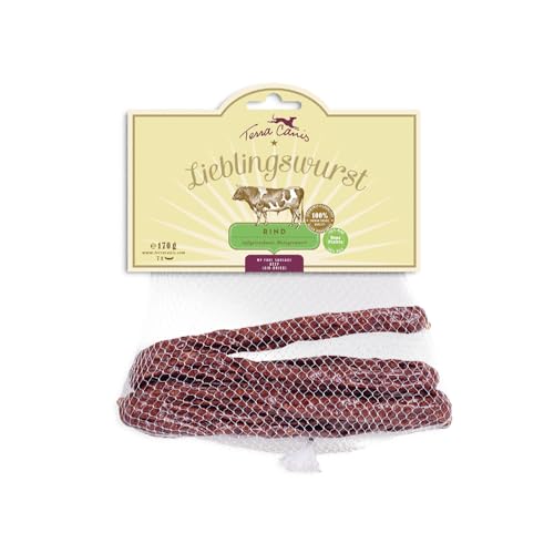 Terra Canis - Lieblingswurst,170g I Luftgetrocknete Wurst I Premium Snack für Hunde in 100% Lebensmittelqualität Aller Rohstoffe (Rindfleisch)