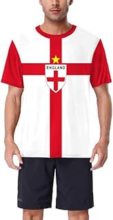 BesserBay Men's Football Team England GB T Shirt World Cup Short Sleeve Shirt English Flag Badge Casual Top M