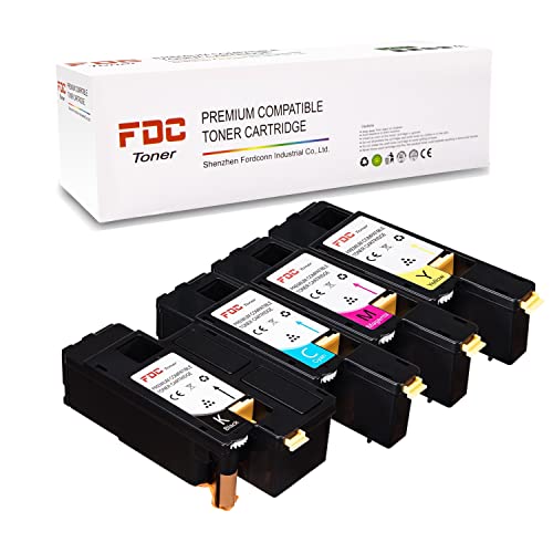 FDC Toner Compatible Dell Color Multi-Function E525W E525 525W Printers Toner Cartridges 4 Pack Replacement for 593-BBJX Black, 593-BBJU Cyan, 593-BBJV Magenta, 593-BBJW Yellow
