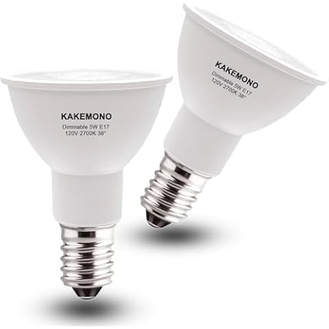 KAKEMONO E17 LED Spotlight Bulb Dimmable 40W Halogen Replacement E17 Intermediate Base Type 5W R14 Reflector Light Bulb for Desk Reading Cabinet Lamp, Warm White 2700K, 2 Pack Cover