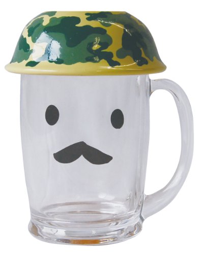 サンアート おもしろ食器 「 ふた付グラス 」 アーミーミリタリー ビールグラス・ジョッキ 300cc クリア SAN1974