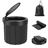 Acelectronic Campingtoilette, Mobile Toilette mit Deckel, Trenntoilette,Tragbare Toilette für Draußen oder Drinnen,faltbares Töpfchen für Autocamping (Schwarz)