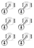 Sterling Silver Round Ball Stud Earrings for Women Men, 3 Pairs Hypoallergenic Small Tiny Stud Earring Set (Diameter 4mm)