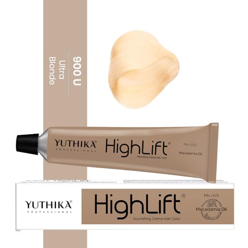 Image of Yuthika Professional High Lift Creme Hair Colour 900U Ultra Blonde, 50 g, Permanent Hair Color With Macadamia Oil and Vitamin E, Full Grey Coverage