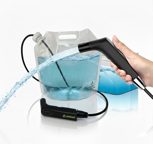 Travel Bidet Shattaf | Portable Rechargeable Travel Camping Bidet Shower Sprayer – Handheld Muslim Toilet Bidet for Hiking, Outdoor Use, Baby Care – 2.3L Silicone + 5L Pouch