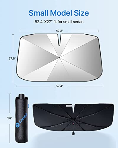 (2023 Upgraded) Andobil Car Windshield Sun Shade Umbrella -Super Heat Insulation Protection- Foldable Sunshade For Car Windshield -Car Accessories Interior -Easy To Use-Out Keeps Car Cool - Small #TOP2