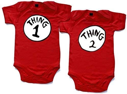 Naughtees clothing - Thing 1 and Thing 2 printed short sleeved babygrow onesie in 4 sizes