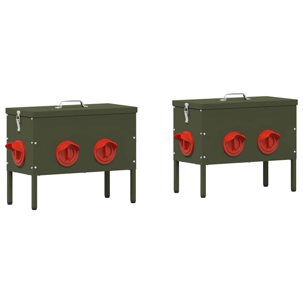 Hühnerfütterer 2 pcs Olive Grün 41,5 x 20,5 x 33 cm
