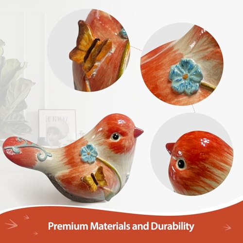 Figura decorativa de ave naranja de resina de 4.3 pulgadas miniatura 4