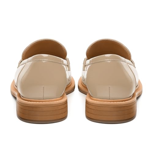 Image of JUSTDANNI Loafers for Women Slip On Shoes with Round Toe 1.2-Inch Low Chunky Block Heel Patent Comfortable Casual Dress Pump Shoes for Wedding Party Work Shopping Dating