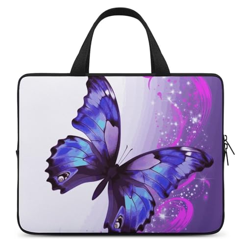 Pochette PC 15 pouces violette motif papillon avec finitions soignées