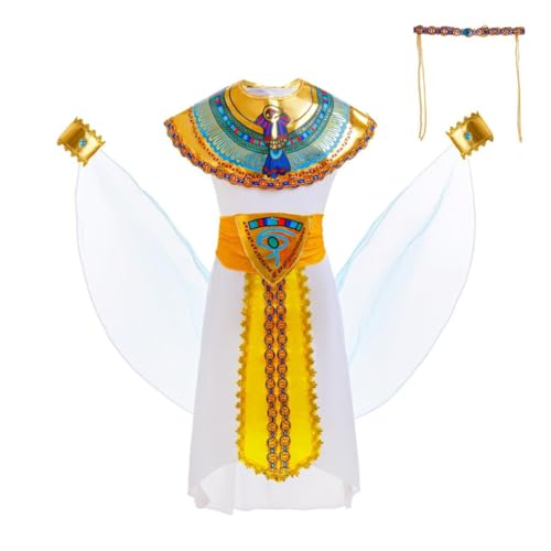 Lito Angels Egyptian Cleopatra Costume pour Enfants Filles 7-9 ans, Goddess Queen Fancy Up Set with Accessories Halloween School Role Play