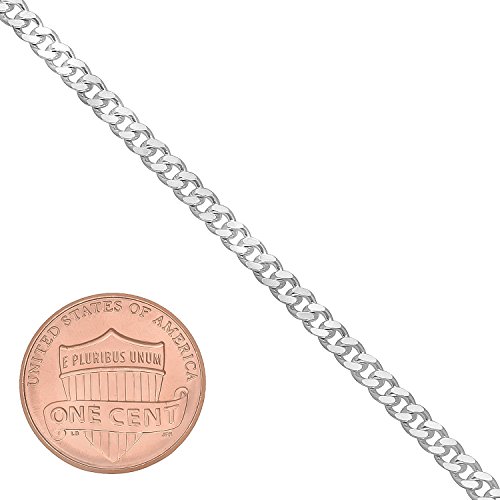 3mm Solid .925 Sterling Silver Flat Curb Chain Bracelet, 7 inches - Image 3