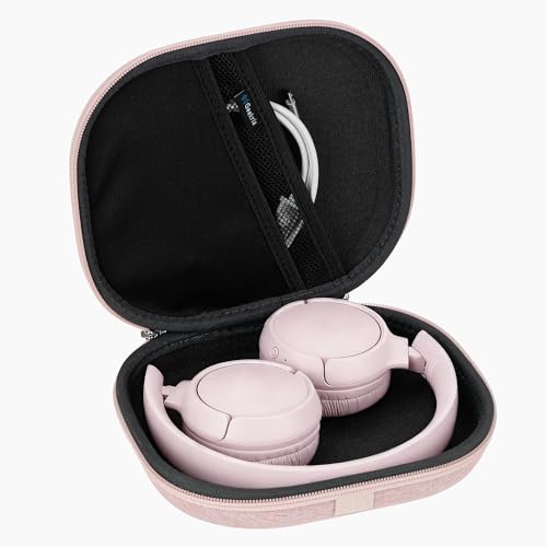 Geekria NOVA On-Ear Headphones Case Compatible with JBL Tune 510BT/660NC/560BT/500BT, Jr 310BT and More, Replacement Hard Shell Travel Bag with Cable Storage (Pink)