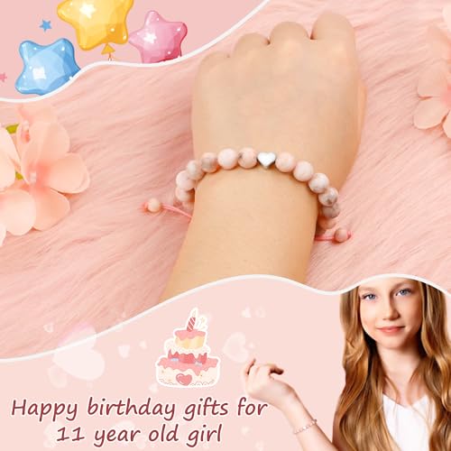 Image of Sereney Birthday Gifts for Girls, Beaded Bracelets as 1 /2 1 2 3 4 5 6 7 8 9 10 11 12 13 14 15 16 Year Old Birthday Gift, Adjustable Cross /Pearl Bracelet as Happy Birthday Gifts for Daughter