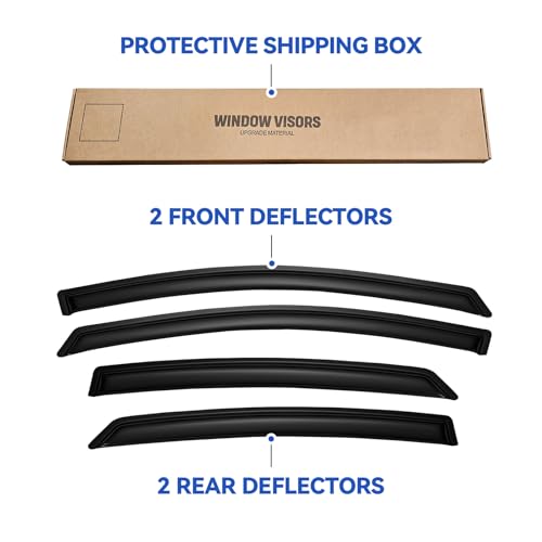 Image of Window Visors Rain Guards for 2013 2014 2015 2016 2017 2018 2019 2020 Ford Fusion, Out-Channel Window Vent Wind Deflectors Visors Shades for 13-20 Fusion