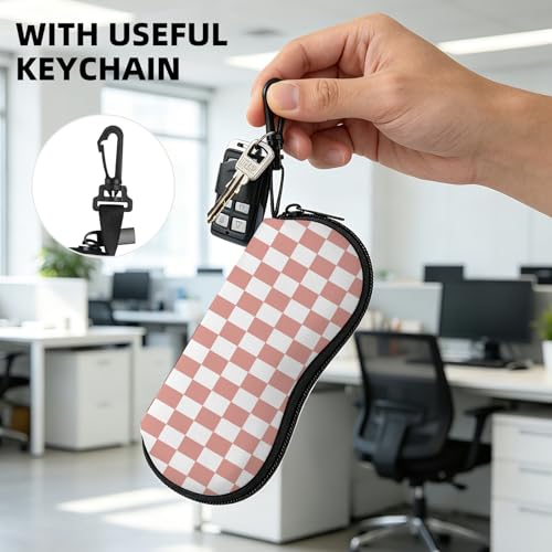 Image of Sunglasses Soft Case, Cute Ultra Light Portable Neoprene Zipper Eyeglass Glasses Case with Belt Clip for Men Women