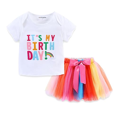Mud Kingdom Little Girls Birthday Outfit Embroidered T-Shirt and Tutu Skirt Set with Unicorn Headband