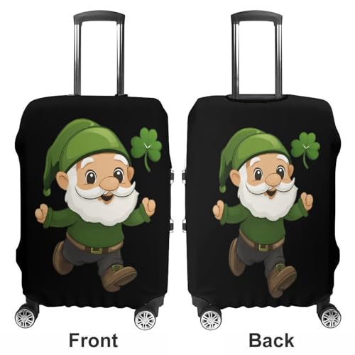 Gnome Patrick's Day Lucky Shamrock Travel Luggage Cover for Suitcase 19-32 Inches Elastic Washable Baggage Protector3