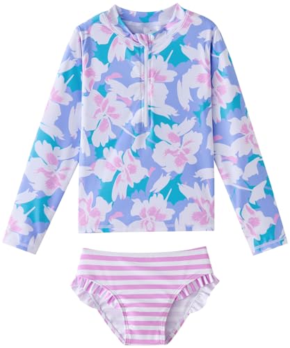 Image of Toddler Girls Swimsuit Rash Guard Sets 2-Piece Bathing Suits UPF 50+ Summer Kids Swimwear 2-7T