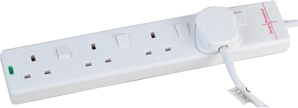 Surge Protected Extension Trailing Lead - Black/White Multi Plug USB Power Cable 2m 6 Gang Switched 2 USB Surge, White - 4