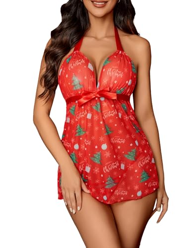 Avidlove Lingerie feminina de renda, babydoll, camisola sexy exótica, frente única, camisola de malh