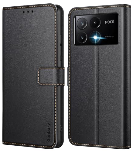 Ganbary Handyhülle für Xiaomi Poco X6 Pro 5G Hülle, Premium Leder Klapphülle [Kartenschlitzen] [Magnetverschluss] [Standfunktion] kompatibel mit Xiaomi Poco X6 Pro 5G Schutzhülle, Schwarz