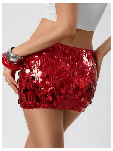 Image of Floerns Women's Sequin Low Waist Mini Skorts Night Out Skirt Shorts