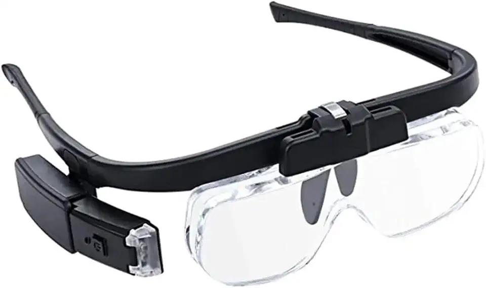 Óculos Lupa de Cabeça Profissional Recarregável com LED Zoom até 4.5x USB Leve para Leitura Hobby Eletrônica e Precisão