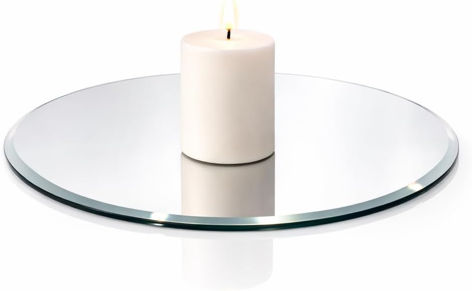 25cm Round Bevelled Mirror Plate – Elegant Wedding Table Centrepiece Base, Candle Display Mirror, Event & Floral Décor