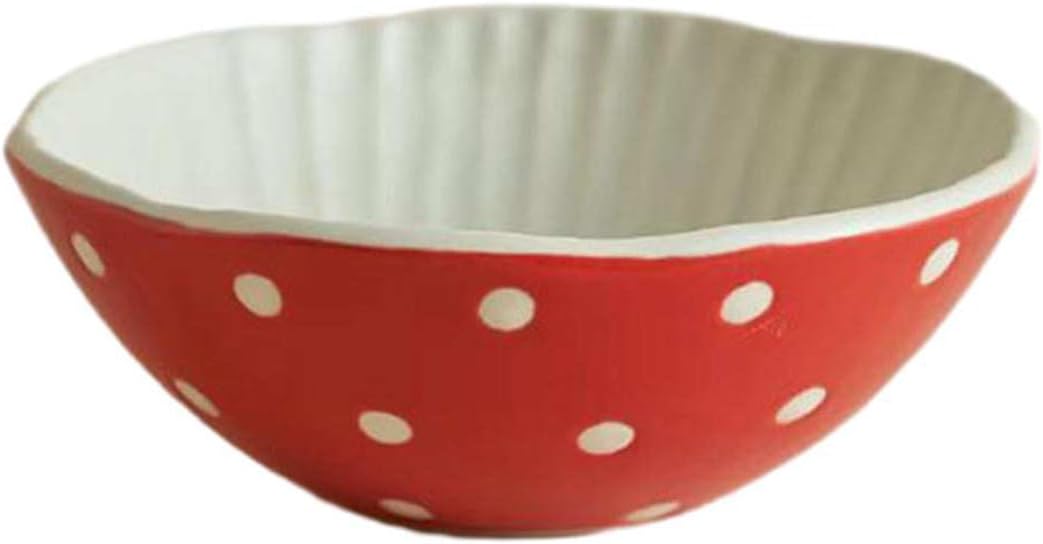 Girl heart red mushroom tableware underglaze ceramic cute -6-inch bowl