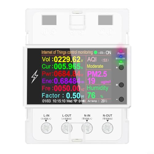 SPORTARC Schiene Typ WiFi Smart Meter, Haushalt Elektrizität Meter, AT4PW 100A für Tuya WiFi Din Rail Smart Switch Fernbedienung Digitale Stromversorgung