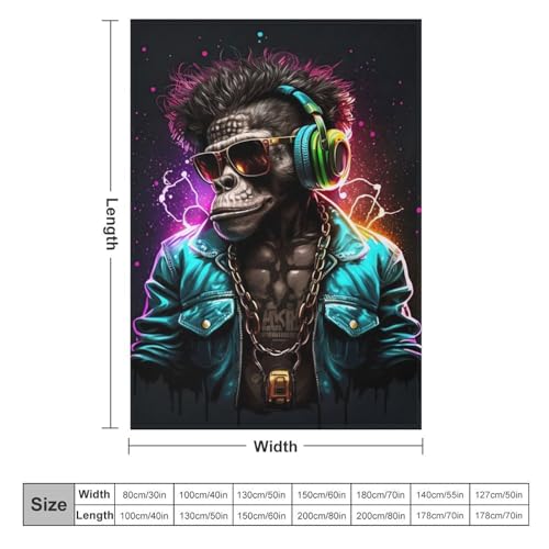 Couverture impression 3D DJ singe plaid en polaire douce 140×180cm - 6