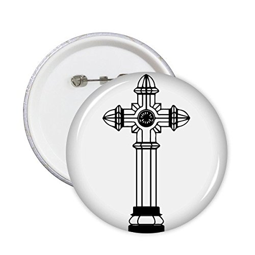 Badge motif illustration Église Sainte-Croix grand format XL noir pour customisation