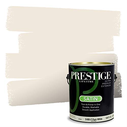 PRESTIGE Paints Exterior Paint and Primer In One, 1-Gallon, Satin, Comparable Match of Sherwin Williams* Creamy*