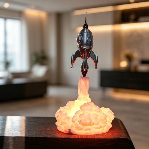 Ratdlyz Fire Dragon Ice Dragon Rocket 3D Printed Night Light USB Rechargeable Cloud Spitting Dragon Lamp Cool Blue Dragon Figurine LED Bedside Decor Lamp Fantasy Themed Bedroom Atmosphere Light - Image 5