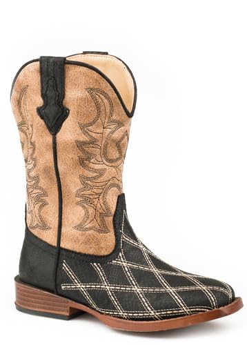 Roper Big Kids Cross Cut Square Toe Boots 7 Tan