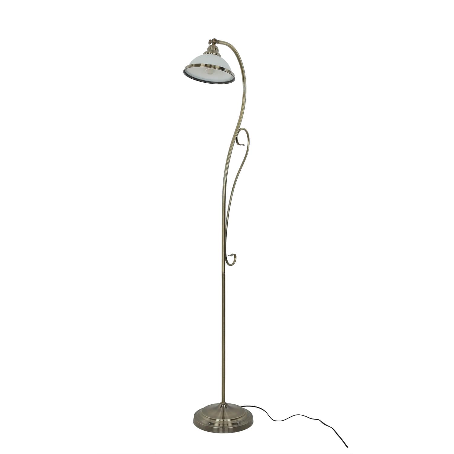 Licht-Erlebnisse Jugendstil Stehlampe Messing Antik – Elegante Stehlampe mit Kabelschalter – Klassische Stehleuchte Wohnzimmer – 159 cm – E27 – Leselampe Antik
