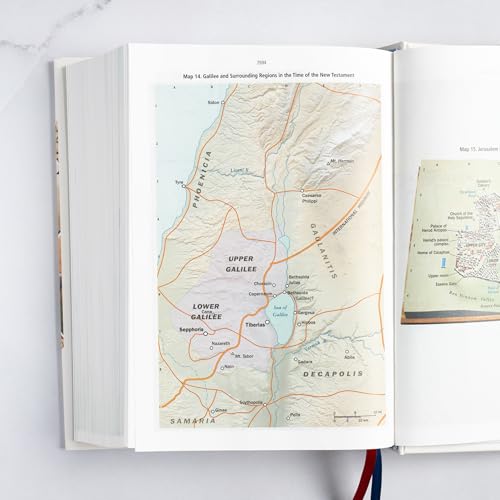 Image of CSB Baker Illustrated Study Bible, Hardcover, Red Letter, Full Color Interior, Study Note Commentary, Articles, Images, Illustrations, Reconstructions, Definitions, Outlines, Maps