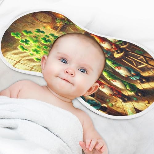 Gnomes St Patricks Baby Burp Cloths Burp Cloth Rags Cotton Burp Clothes Absorbent Muslin Burp Cloths Soft for Newborn Girl Unisex Boy 1 Pack 22x11 Inches4