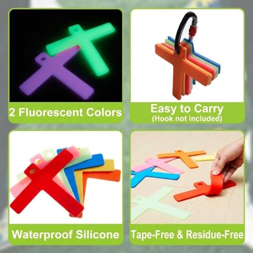 Affrolling 6 Colors High Visibility Silicone T Marks Set for Actor Stage Walk, Camera T Marker, Including 2 Fluorescent, Non Slip for Photography Positioning Stage Catwalk Shooting(Cross Shape) by Affrolling - Image 5