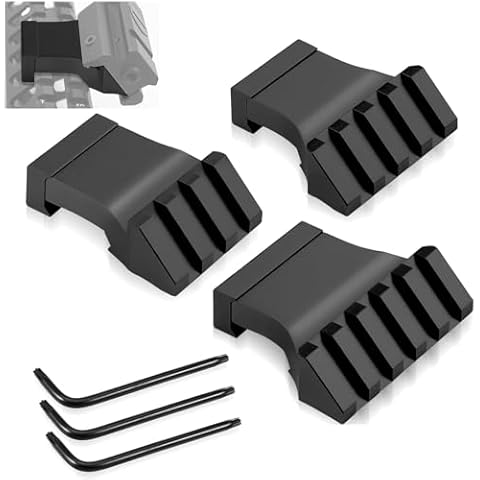 Bontok Picatinny Offset Rail Mounts, 45 Degree Picatinny Weaver Offset Aluminum Rail Low Profile Mount for lashlight Laser Sights Optics Cover