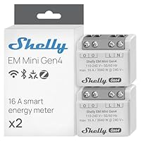 Shelly EM Mini Gen4, WLAN-betriebener Smart-Energiemesser bis zu 16A, Matter, Zigbee, Amperemeter, Voltmeter, Leistungsmessung, Fernsteuerung, Hausautomation, Kein Hub Erforderlich (2 Stück)