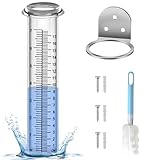 HQcontL Accurate Rain Gauge Outdoor, 7" Rain Gauges Outdoors Best Rated with Stainless Steel Rack Holder, Thickened Plastic Large Precise rain Measure Guage for Fence Yard Lawn Garden